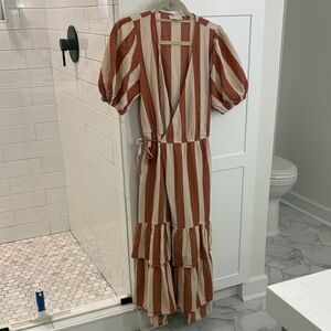 Knox Rose Rust and Cream Striped Maxi Dress